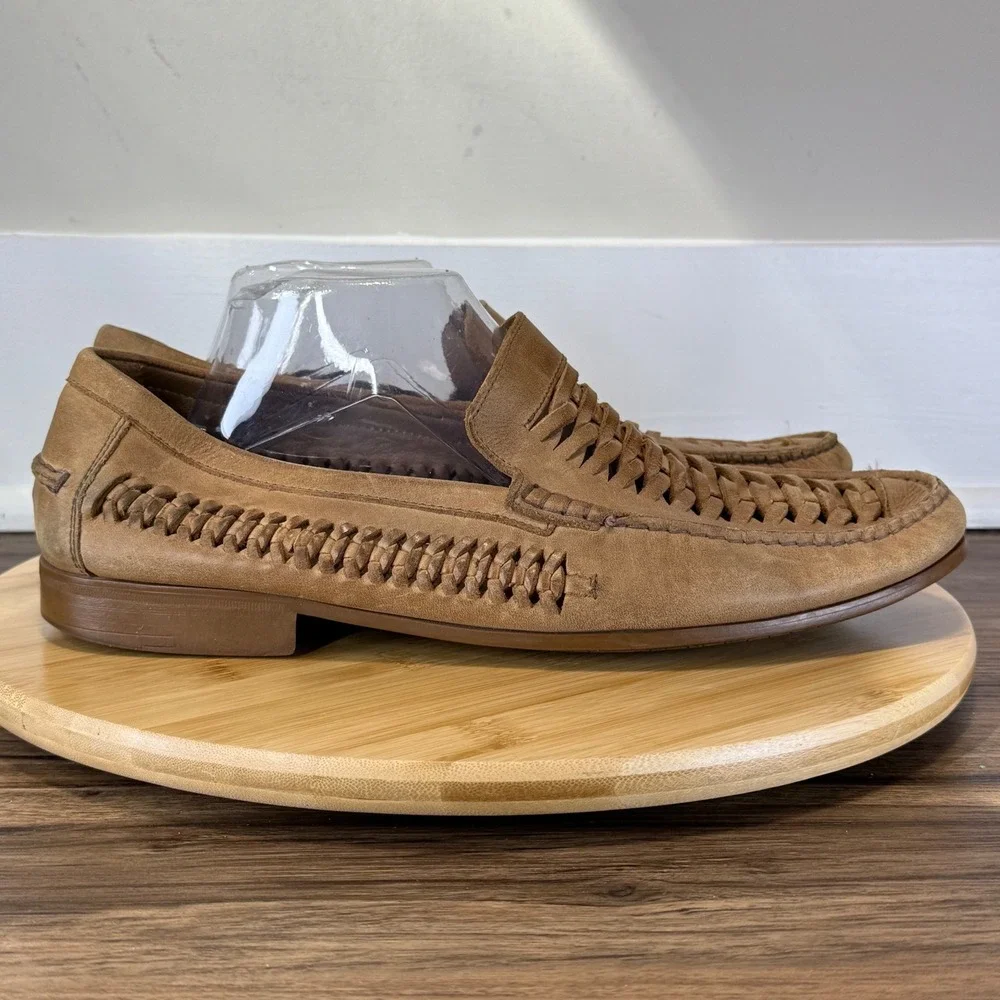 Good Johnston & Murphy Woven Loafers Men's 11.5 M Tan Sheepskin 20-0562